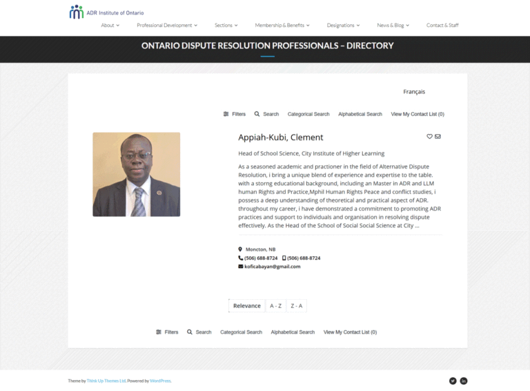 Dr. Appiah-Kubi has been officially enrolled on the directory of Ontario Dispute Resolution Professionals.